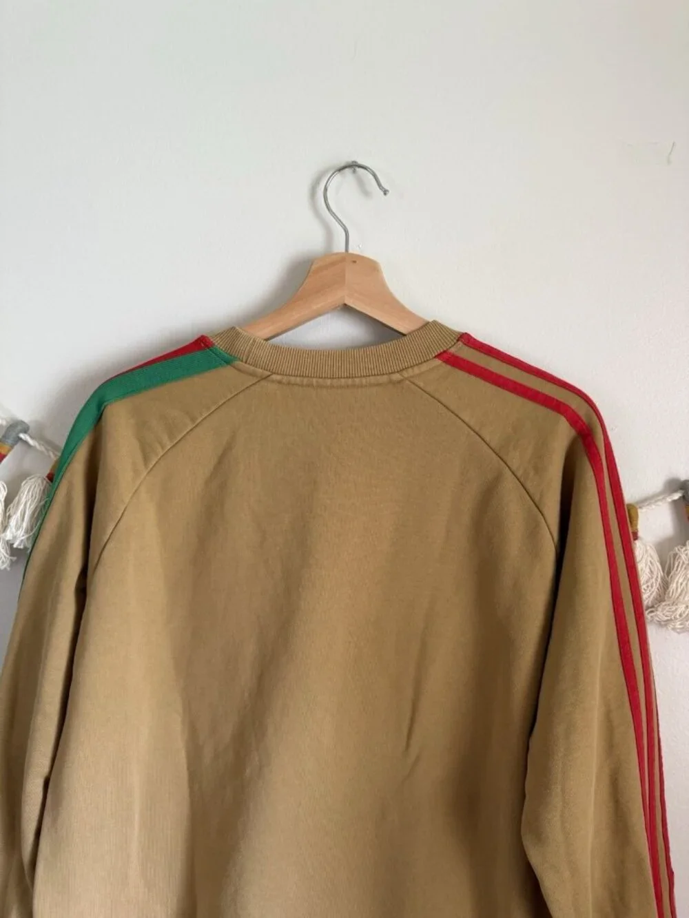 Gucci x Adidas Cotton Jersey Trefoil Sweatshirt Camel Brown Logo Sporty Preppy L